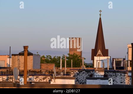 The St. Peters Church is seen from a distance in The Bronx, New York City on June 19, 2022. Stock Photo