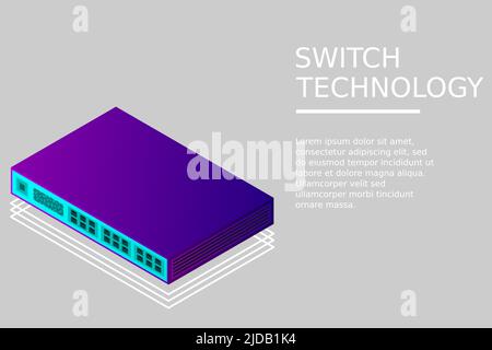 Isometric Switch with Up link Port Vector Illustration Stock Vector