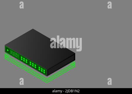 Isometric Switch with Up link Port Vector Illustration Stock Vector