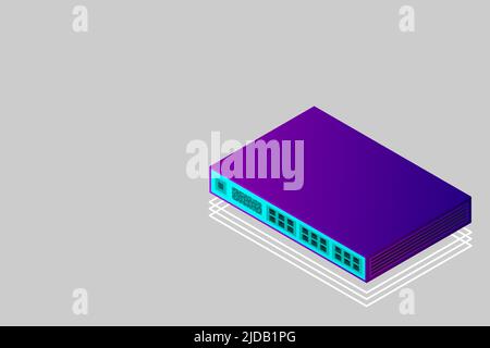 Isometric Switch with Up link Port Vector Illustration Stock Vector