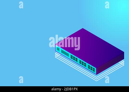 Isometric Switch with Up link Port Vector Illustration Stock Vector