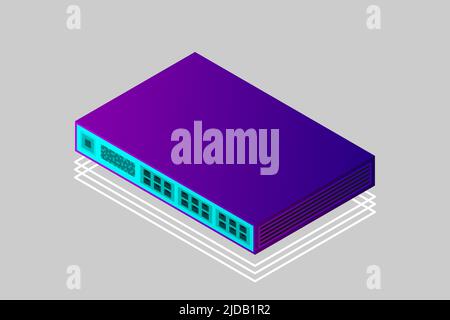 Isometric Switch with Up link Port Vector Illustration Stock Vector