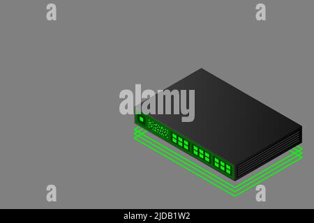 Isometric Switch with Up link Port Vector Illustration Stock Vector