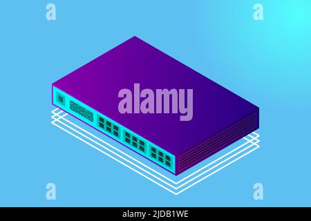 Isometric Switch with Up link Port Vector Illustration Stock Vector