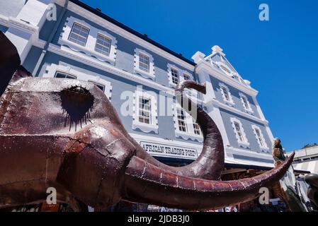 Elephant sculpture of the African Trading Port gallery in front of the Old Port Captain's Building at the Victoria and Alfred Waterfront in Cape Town Stock Photo