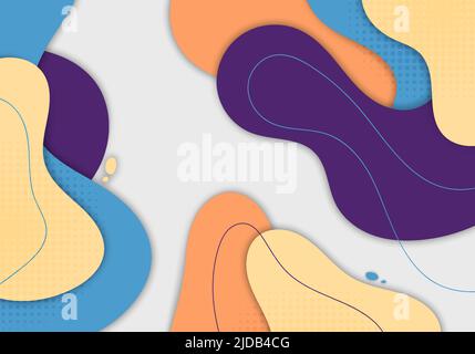 Abstract doodle template design of colorful style with free shape. Overlapping artwork decorative background. Stock Vector