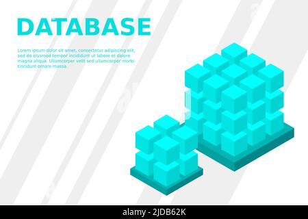 Isometric Digital Technology Web Banner. BIG DATA Machine Learning Algorithms. Analysis and Information. Big Data Access Storage Distribution Informat Stock Vector