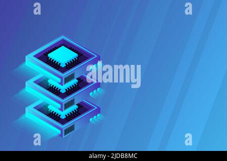 Quantum computer, large data processing, server room, artificial ...