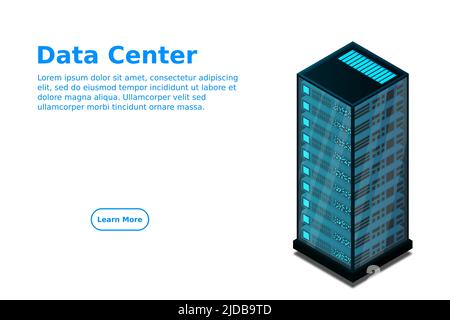 Mainframe, powered server, high technology concept, data center, cloud data storage isometric vector illustration Stock Vector