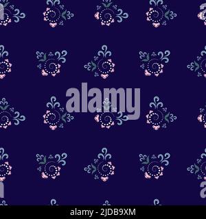Navy blue vector seamless motifs pattern perfect for textile allover print, For interior, paper, packaging, backgrounds and other uses Stock Vector