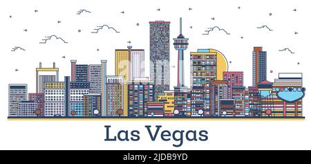 Vector logo for Las Vegas, black decorative badge with outline illustration  of american city scape on dusk sky background, art design tourist fridge m  Stock Vector Image & Art - Alamy