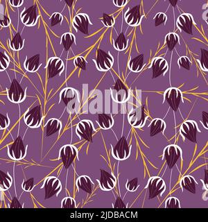 Purple vertical buds columns pattern seamless for fabric, paper, packaging, backgrounds and other uses. Stock Vector