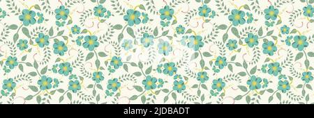 Sea green floral allover vector seamless pattern for fashion fabric and textile uses Stock Vector
