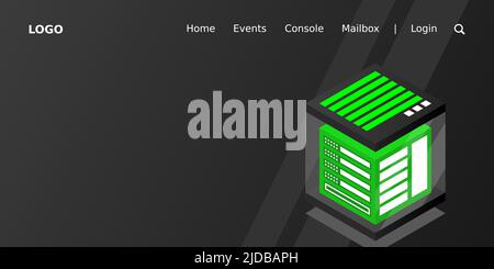 Isometric Digital Technology Web Banner. BIG DATA Machine Learning Algorithms. Analysis and Information. Big Data Access Storage Distribution Informat Stock Vector