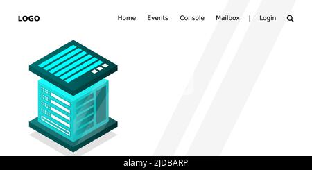 Isometric Digital Technology Web Banner. BIG DATA Machine Learning Algorithms. Analysis and Information. Big Data Access Storage Distribution Informat Stock Vector