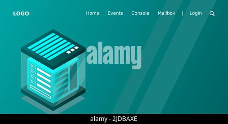 Isometric Digital Technology Web Banner. BIG DATA Machine Learning Algorithms. Analysis and Information. Big Data Access Storage Distribution Informat Stock Vector