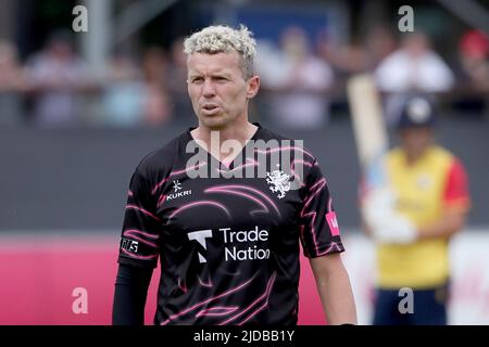 Peter Siddle of Somerset during Essex Eagles vs Somerset, Vitality Blast T20 Cricket at The Cloud County Ground on 19th June 2022 Stock Photo