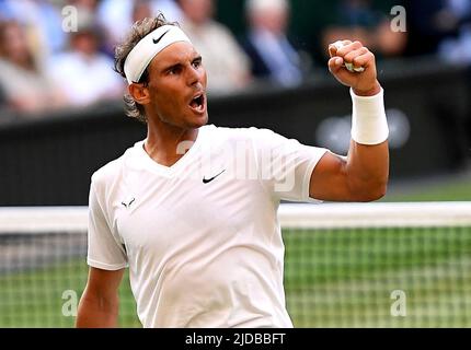 File photo dated 12-07-2019 of Rafael Nadal who just when it seemed like his body may finally have had enough, the Spaniard has defied a chronic foot problem to win not just a 14th French Open title but a second Australian Open crown as well.. Issue date: Monday June 20, 2022. Stock Photo