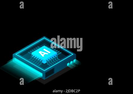 Artificial intelligence, AI web banner, isometric cloud computing concept, data mining, isometric, neural network, machine programming. Modern illustr Stock Vector