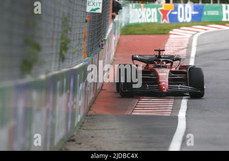 16 LECLERC Charles (mco), Scuderia Ferrari F1-75, action during the Formula 1 AWS Grand Prix du Canada 2022, 9th round of the 2022 FIA Formula One World Championship, on the Circuit Gilles Villeneuve, from June 17 to 19, 2022 in Montreal, Canada - Photo: Dppi/DPPI/LiveMedia Stock Photo