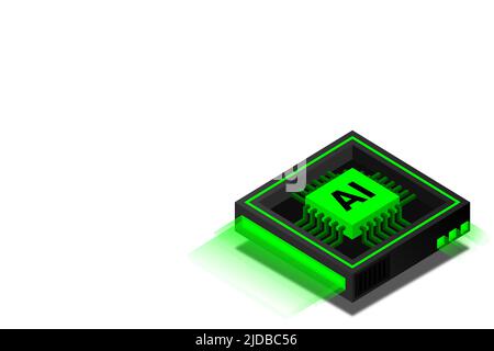 Artificial intelligence, AI web banner, isometric cloud computing concept, data mining, isometric, neural network, machine programming. Modern illustr Stock Vector