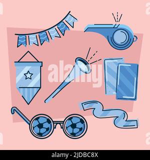 seven soccer sport icons Stock Vector