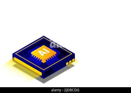 Artificial intelligence, AI web banner, isometric cloud computing concept, data mining, isometric, neural network, machine programming. Modern illustr Stock Vector