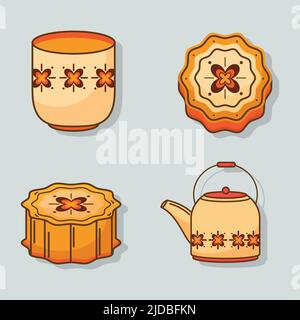 four chinese moon festival icons Stock Vector