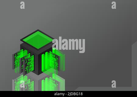 Data center isometric icon, database and cloud data storage concept, PCB slot, server room, cloud computing, 3d vector illustration. Stock Vector