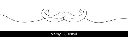 Linear background of mustache. One continuous line drawing of a mustache. Vector illustration. Mustache icon isolated Stock Vector