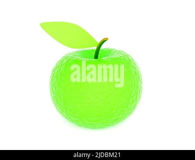 Decorative green apple isolated on white, 3d rendered Stock Photo