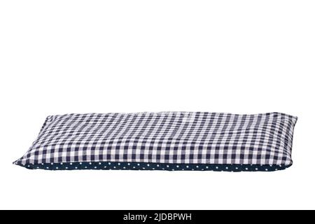 Healing cherry pit cushion. Close up of a cherry pit filled pillow for pain and tension isolated on white background. Clipping path. Macro. Cherry pit Stock Photo