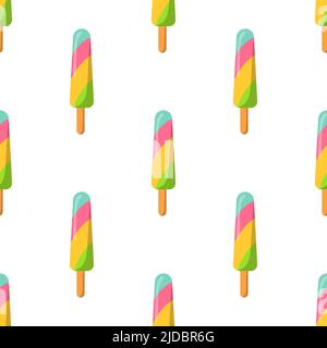 seamless pattern of multicolored ice cream on a popsicle stick. vector illustration Stock Vector