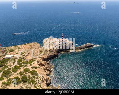 Aerial view of Cap de Cala Figuera Lighthouse on Mallorca, Spain Stock Photo