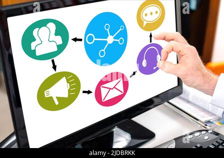 Network communication concept shown on a computer screen Stock Photo