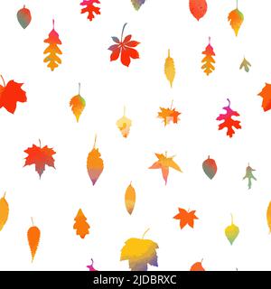 Seamless pattern falling autumn leaves. Vector illustration Stock Vector