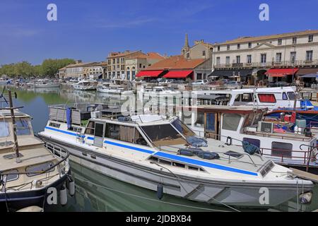 France, Gard Beaucaire, the Rhône to Sète canal, the port Stock Photo