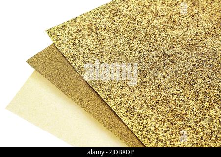 3 various sand papers isolated on white background close up Stock Photo