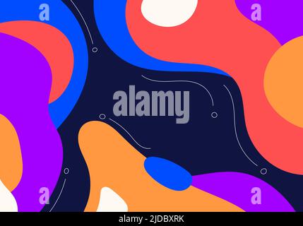Abstract colorful doodles template design of free shape style artwork. Overlapping with modern style template background. Vector Stock Vector