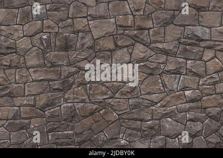 Abstract pattern of light brown stone background. Rough surface, brick wall texture. Old stone wall. Cracked wall texture. Uneven rock surface, granit Stock Photo