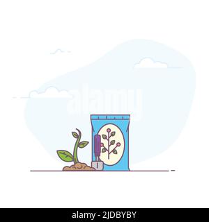 Seeds pack with showel Stock Vector