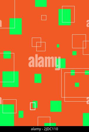 graphics abstract background square outline orange green white vector illustration Stock Vector