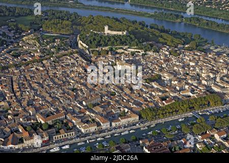 France, Gard Beaucaire, the Rhône, (aerial view) Stock Photo