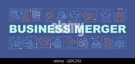 Business merger word concepts dark blue banner Stock Vector