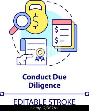 Conduct due diligence concept icon Stock Vector