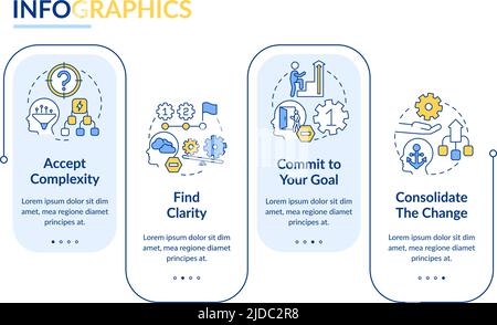 Adaptation to complex change rectangle infographic template Stock Vector