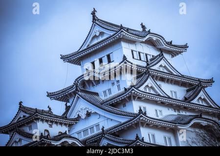 Panoramic View to the City from the Roof of the Himeji Castle, Japan Stock Photo