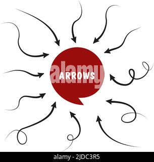 Big Set Arrows and directions signs. thin dash line with arrow Stock ...