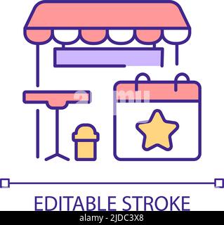 Holding special event at cafe RGB color icon Stock Vector