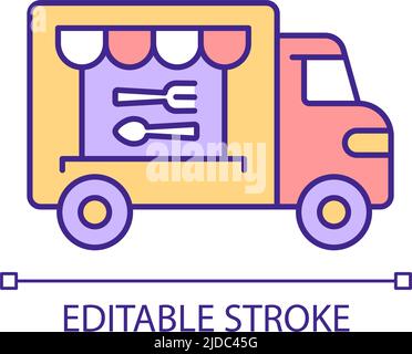 Food truck RGB color icon Stock Vector